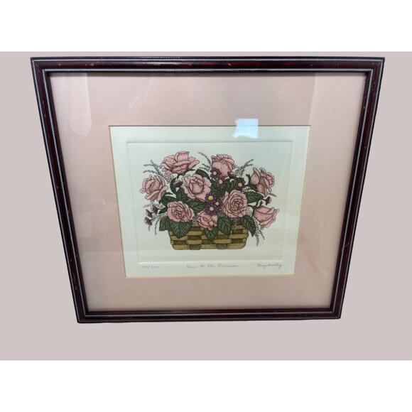 Print Art Rose to the Occasion by Nancy Bradley Victorian Roses Framed Signed - Picture 1 of 9
